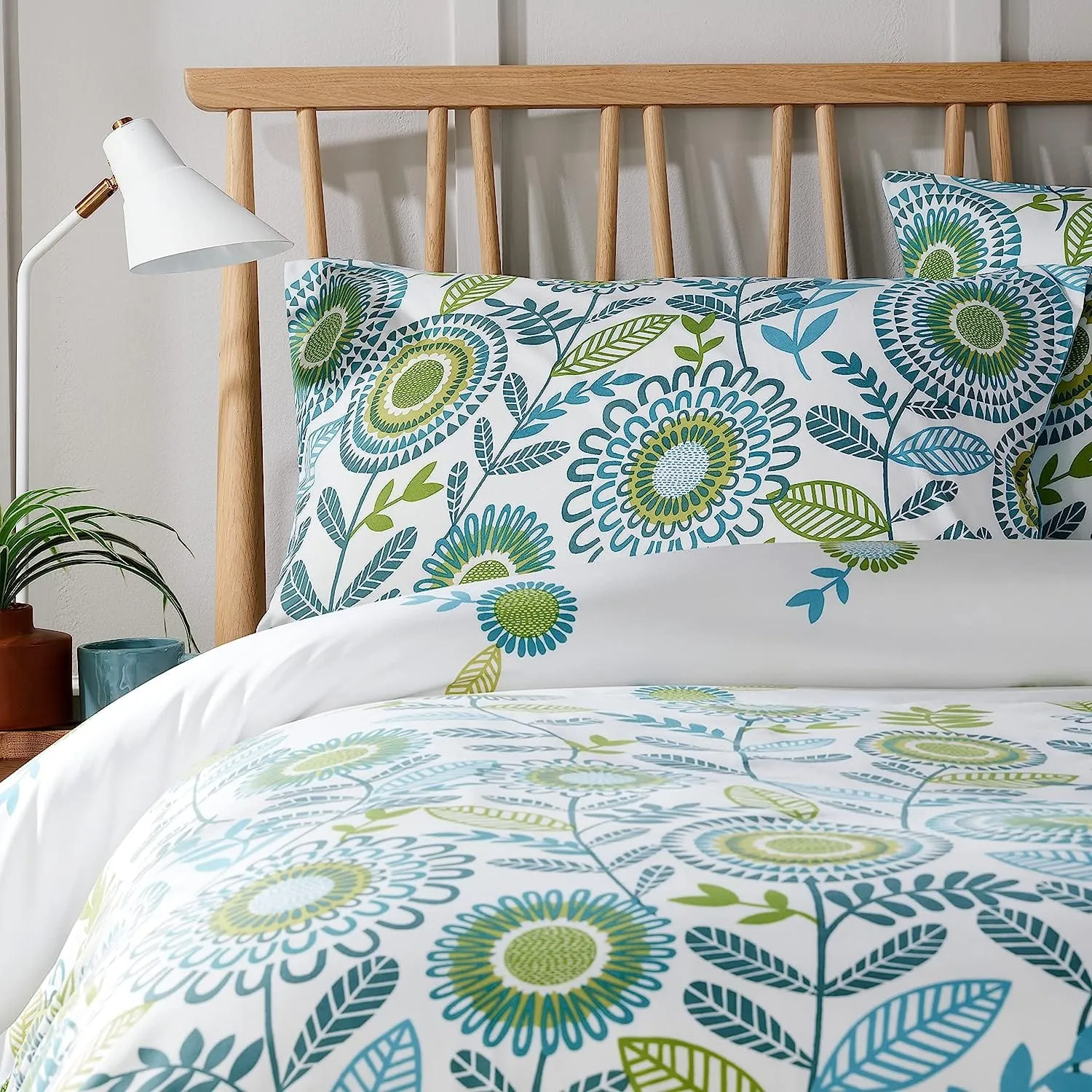 Opulence Teal Printed Reversible Duvet Cover Set with Button Closure Luxurious Bedding in Single Double King Sizes by OLIVIA ROCCO