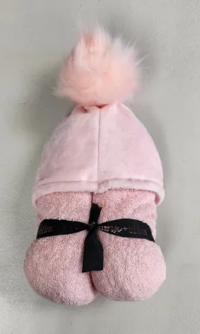 Pink Pompom Hooded Towel Blush