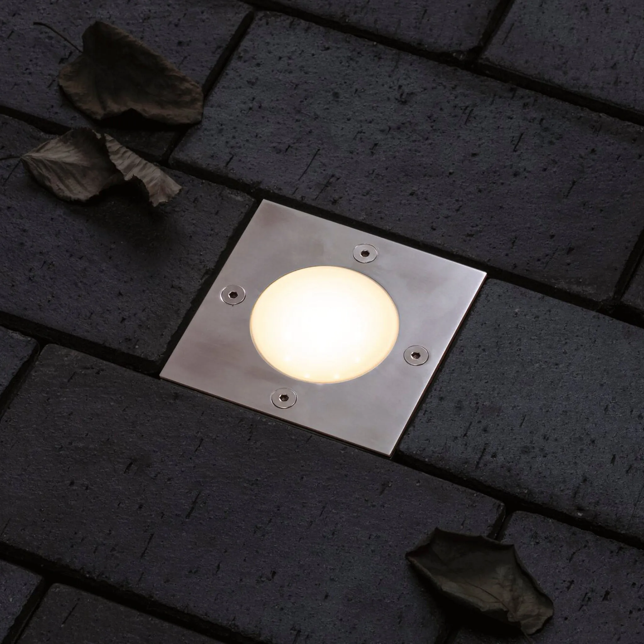 Plug & Shine Outdoor 3.6W LED Recessed Floor Individual Square Spotlight in Stainless Steel