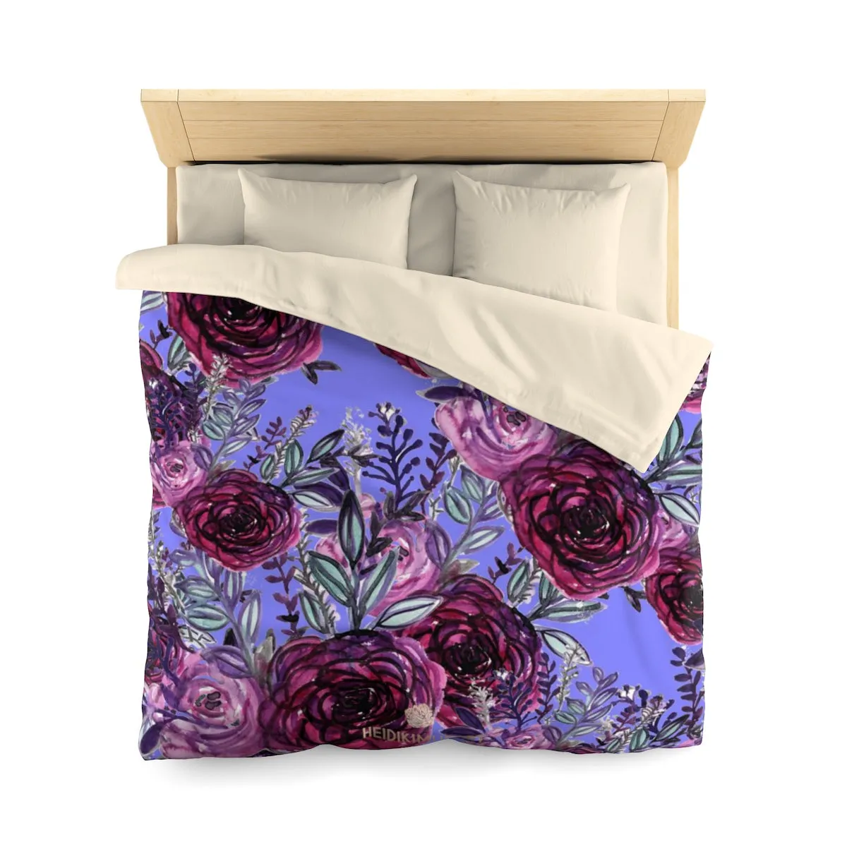 Purple Rose Floral Print Premium Microfiber Duvet Cover for Twin/Queen Bed