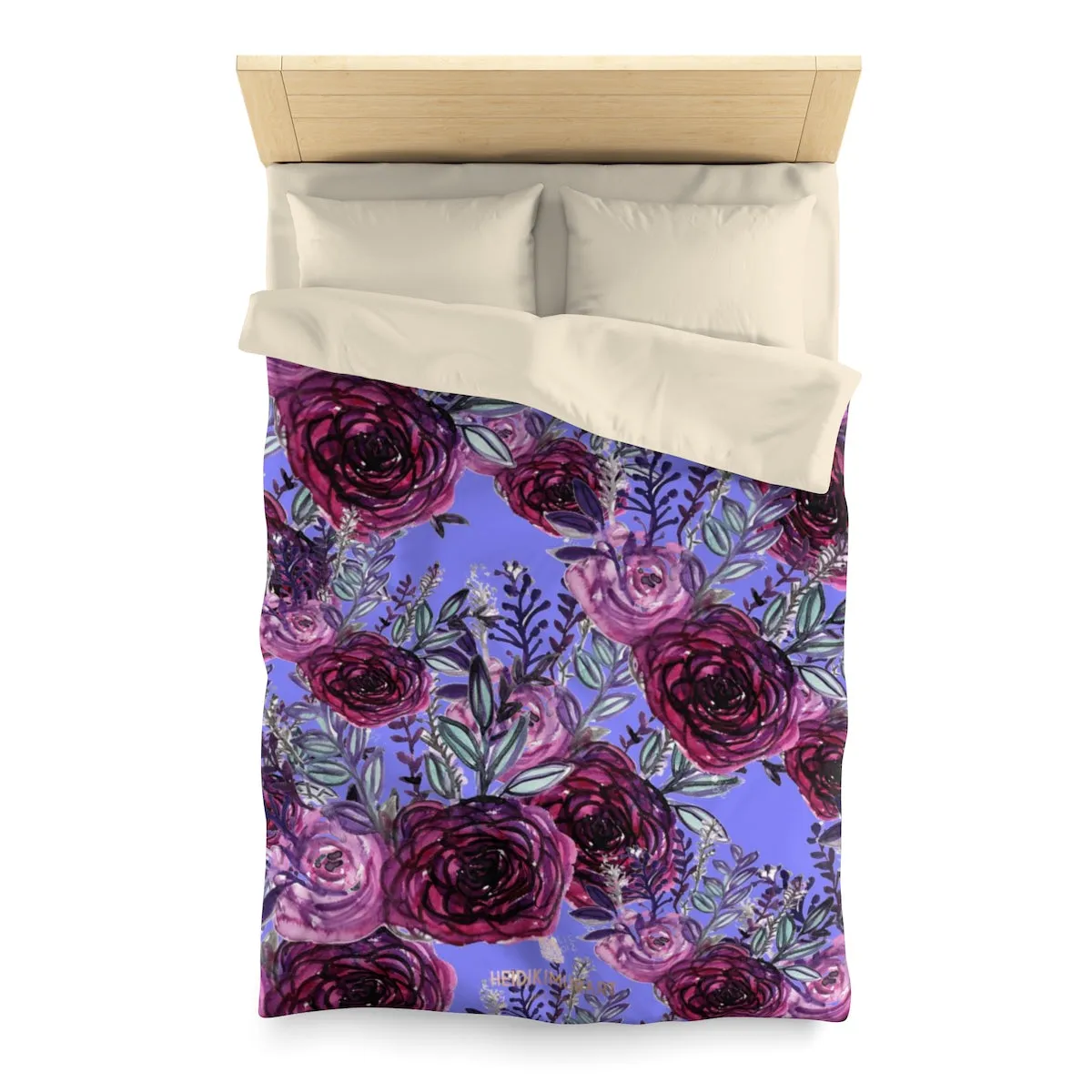 Purple Rose Floral Print Premium Microfiber Duvet Cover for Twin/Queen Bed