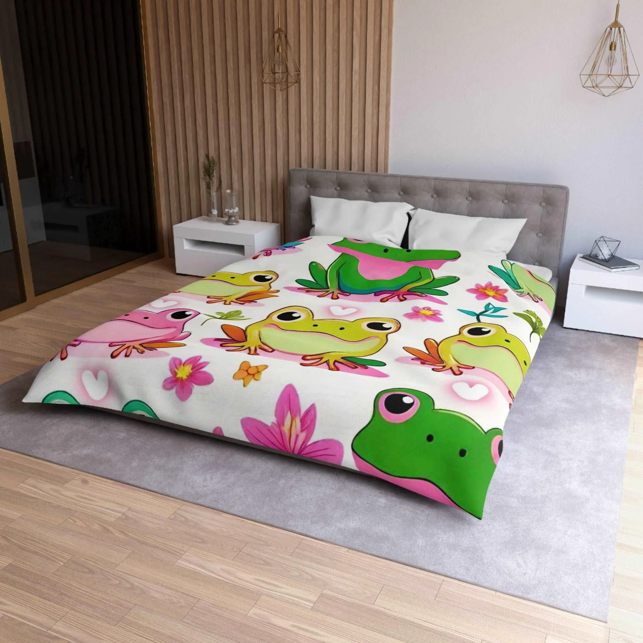 "Froggy Valentine's" Microfiber Duvet Cover