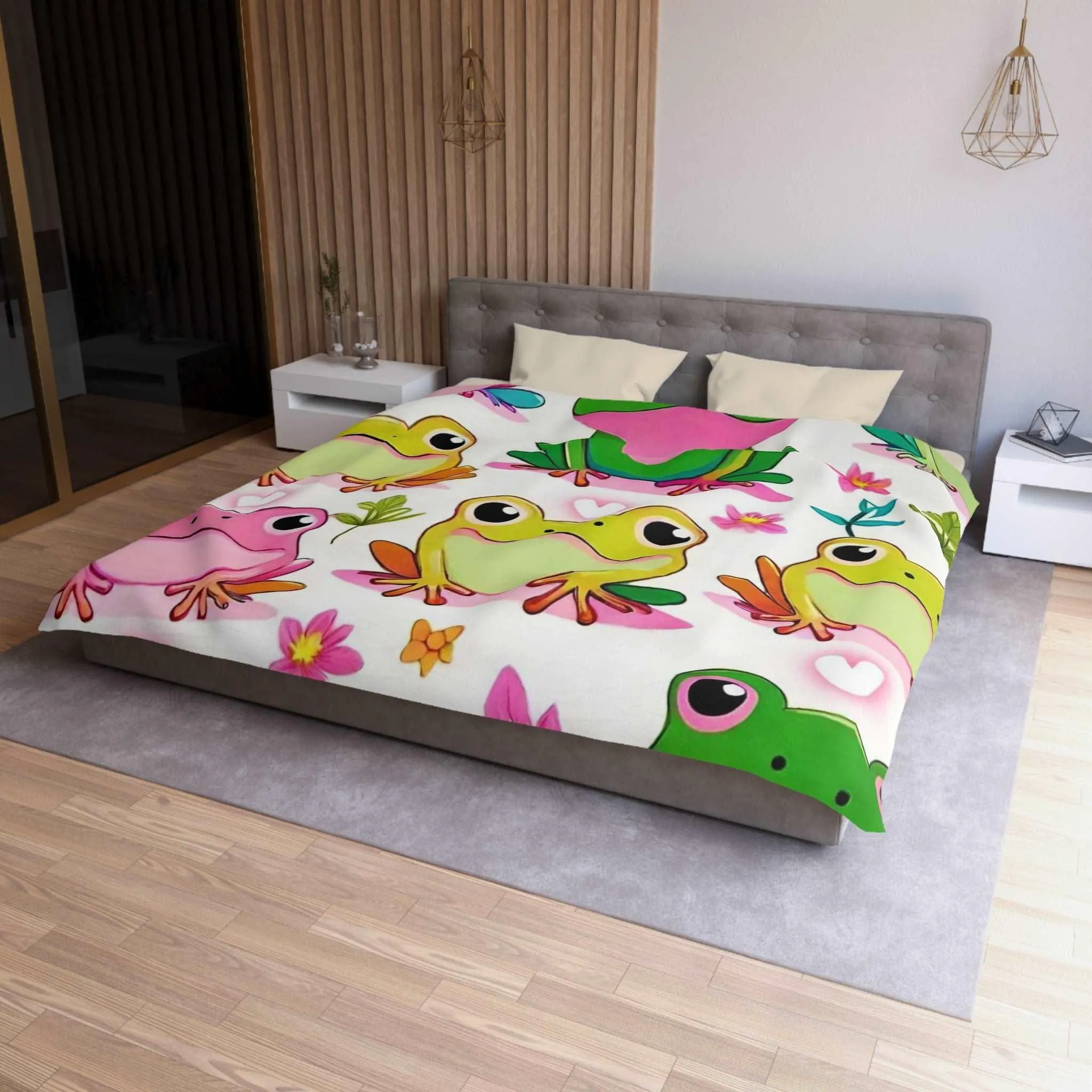 "Froggy Valentine's" Microfiber Duvet Cover