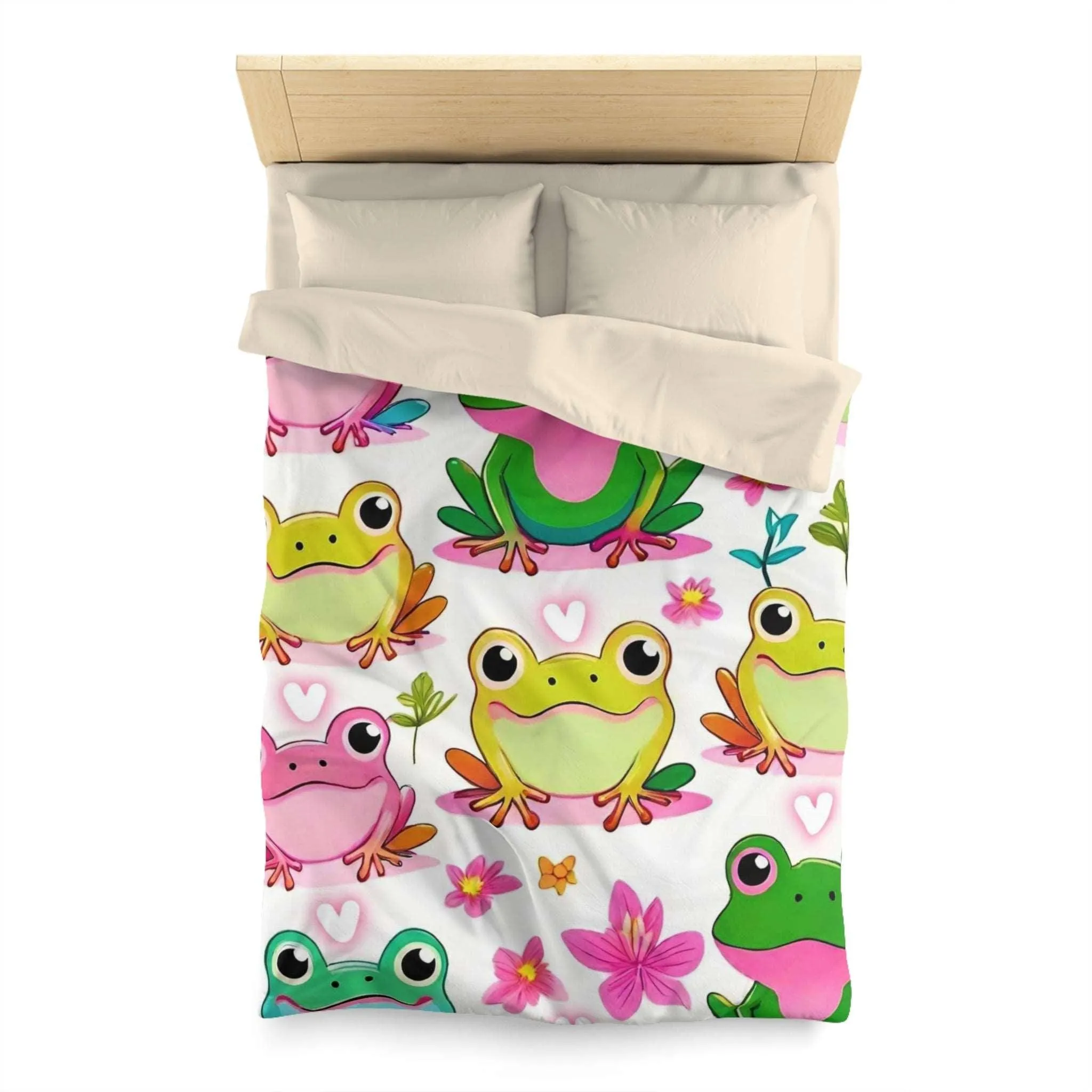 "Froggy Valentine's" Microfiber Duvet Cover