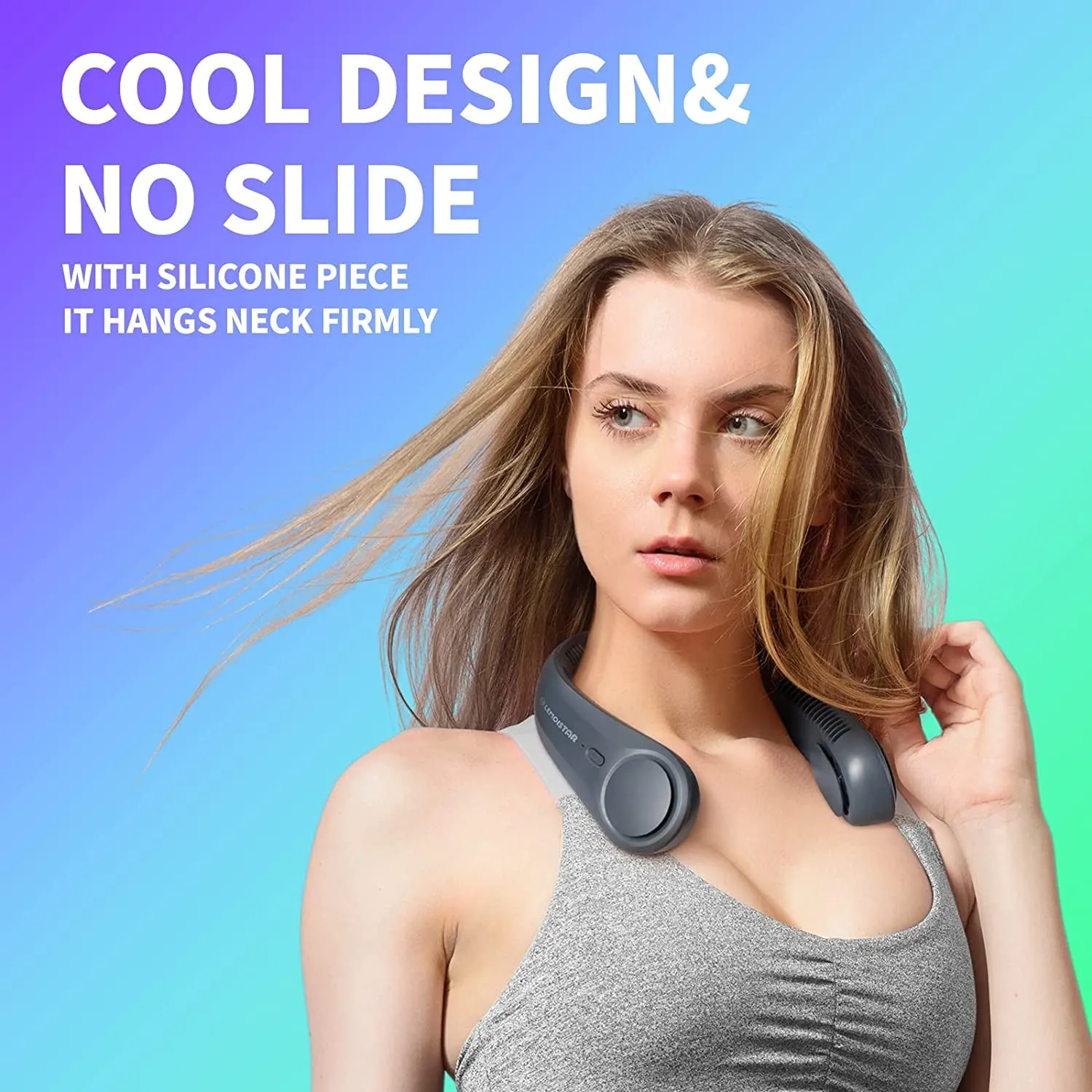 "Premium Hands-Free Portable Neck Fan with Triple Motors, High-Capacity 4000mAh Battery, USB Rechargeable, 3 Speeds, Silent Bladeless Design - Stay Cool with Sophistication during Travel!"