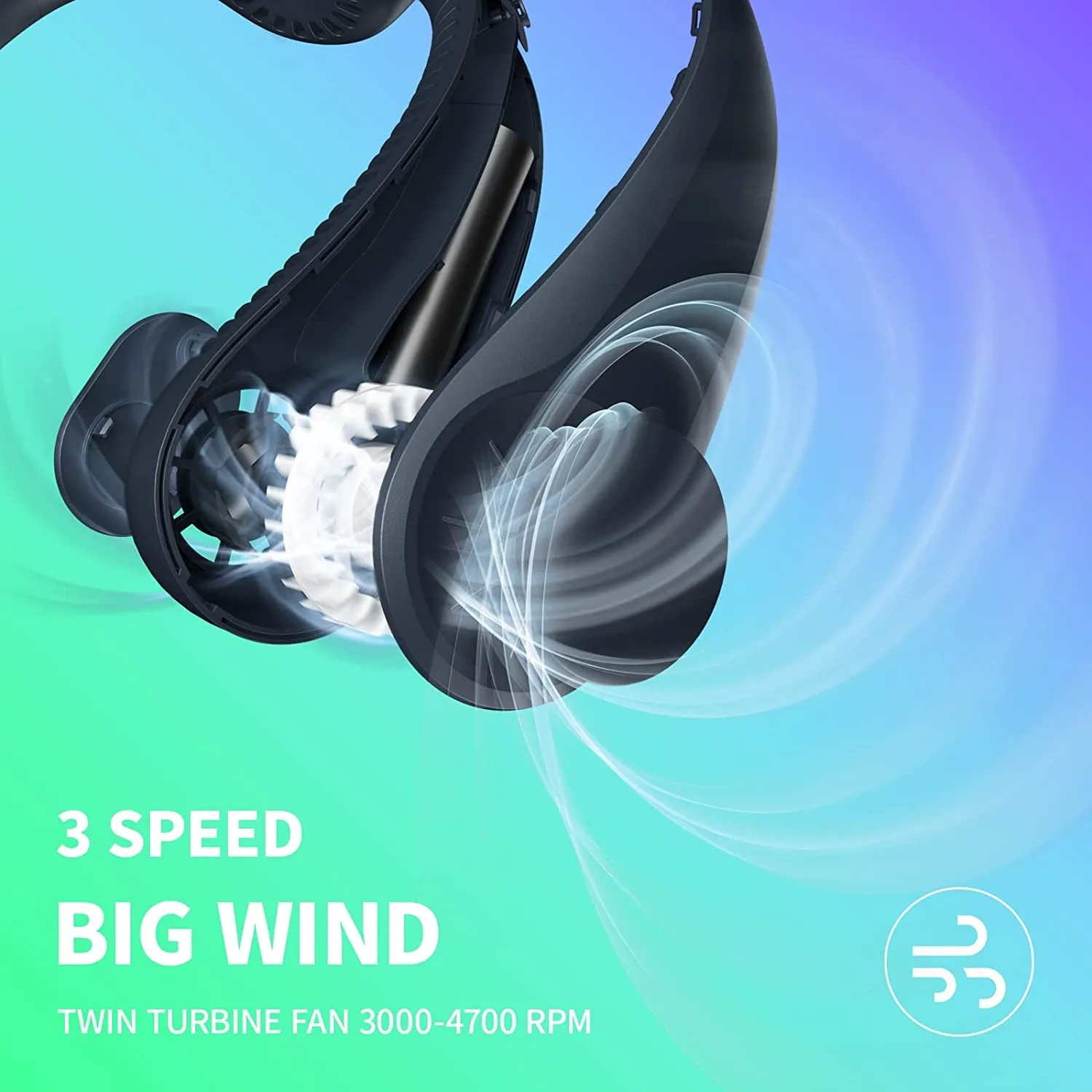 "Premium Hands-Free Portable Neck Fan with Triple Motors, High-Capacity 4000mAh Battery, USB Rechargeable, 3 Speeds, Silent Bladeless Design - Stay Cool with Sophistication during Travel!"