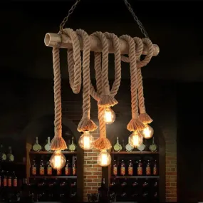 Retro Rope Pendant Light Lamp Loft Vintage Personality Industrial 18mm 25mm E27 Edison Bulb American Style Restaurant Coffee Bar