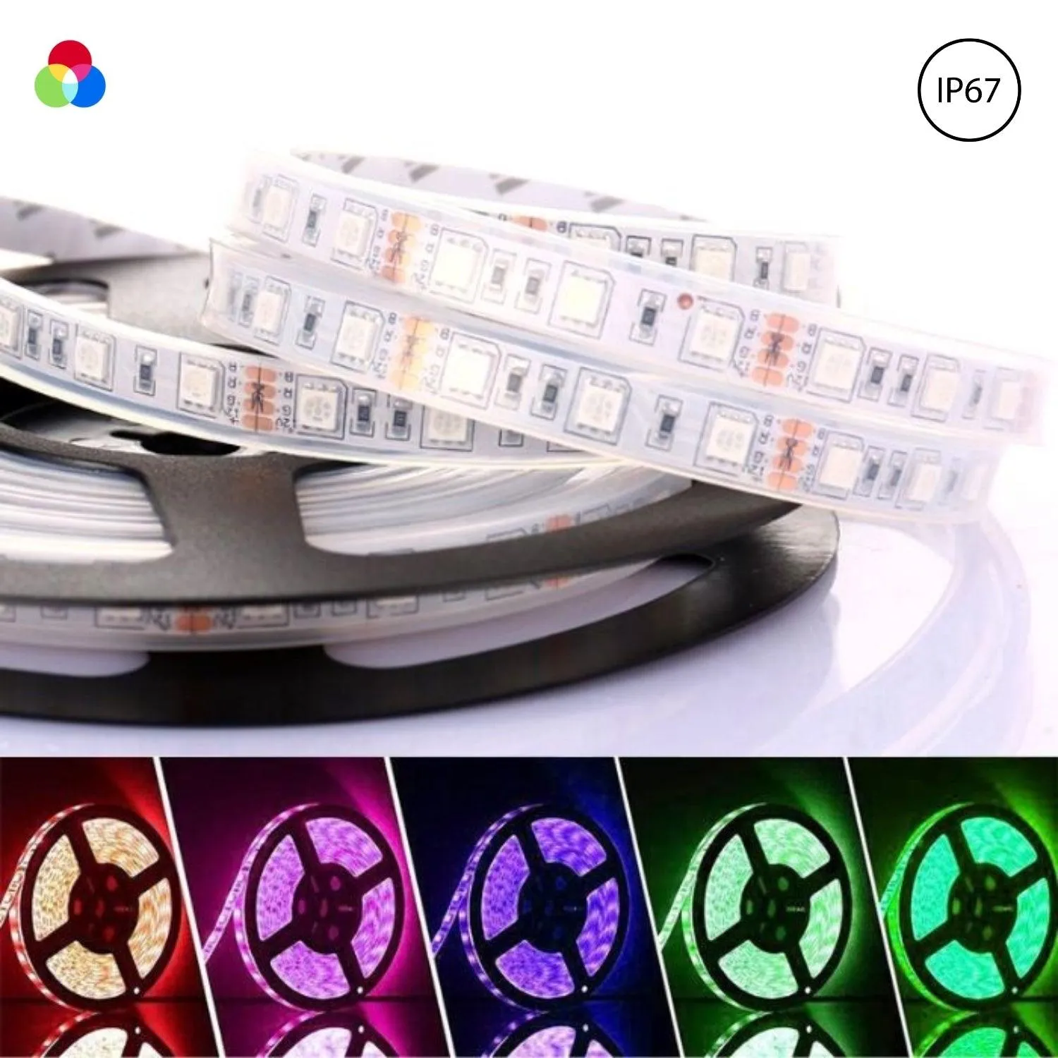 RGB LED Strip 12V 5050 IP67 Waterproof 60LED/m For Outdoor Use 5 Metre Kit