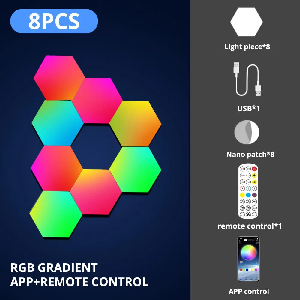 RGB WIFI LED Hexagon Light Indoor Wall Light APP Remote Control Night Light Computer Game Room Bedroom Bedside Decoration