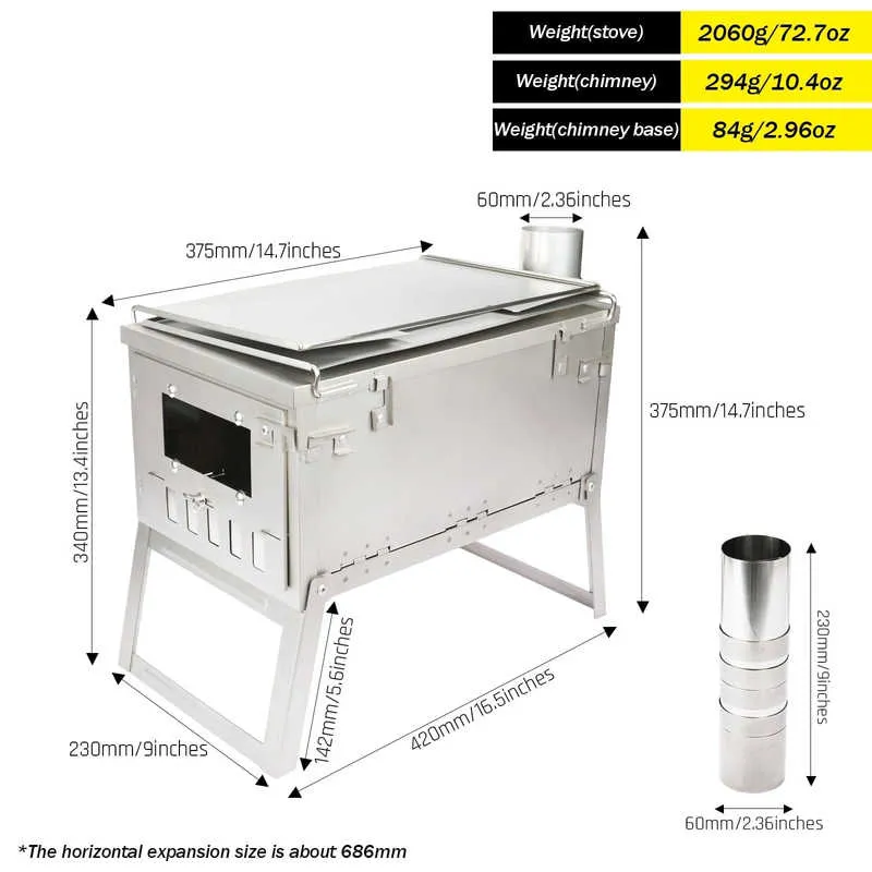 SilverAnt | Ultralight Foldable Wood Burning Stove |  Titanium | Large