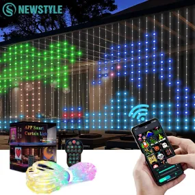 Smart LED Curtain Night Light APP Control Color Changing Dynamic Curtain String Light