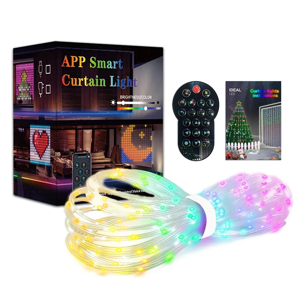 Smart LED Curtain Night Light APP Control Color Changing Dynamic Curtain String Light