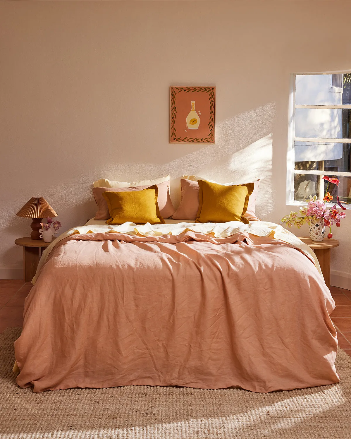 Terracotta 100% French Flax Linen Duvet Cover Set