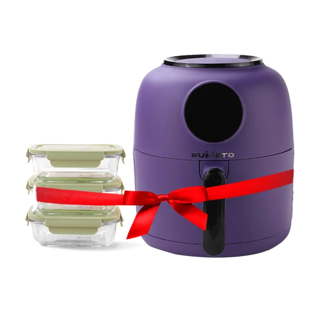 The Better Home Fumato's Kitchen and Appliance Combo|Air Fryer With Air Tight Food Cotainer 680ml Set of 3 |Food Grade Material| Ultimate Utility Combo for Home| Purple Green