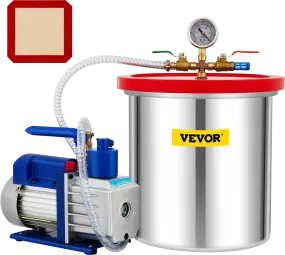 Vevor Vacuum Chamber with Pump 5 Gallon 5CFM 1/3HP Single Stage Rotary Pump New