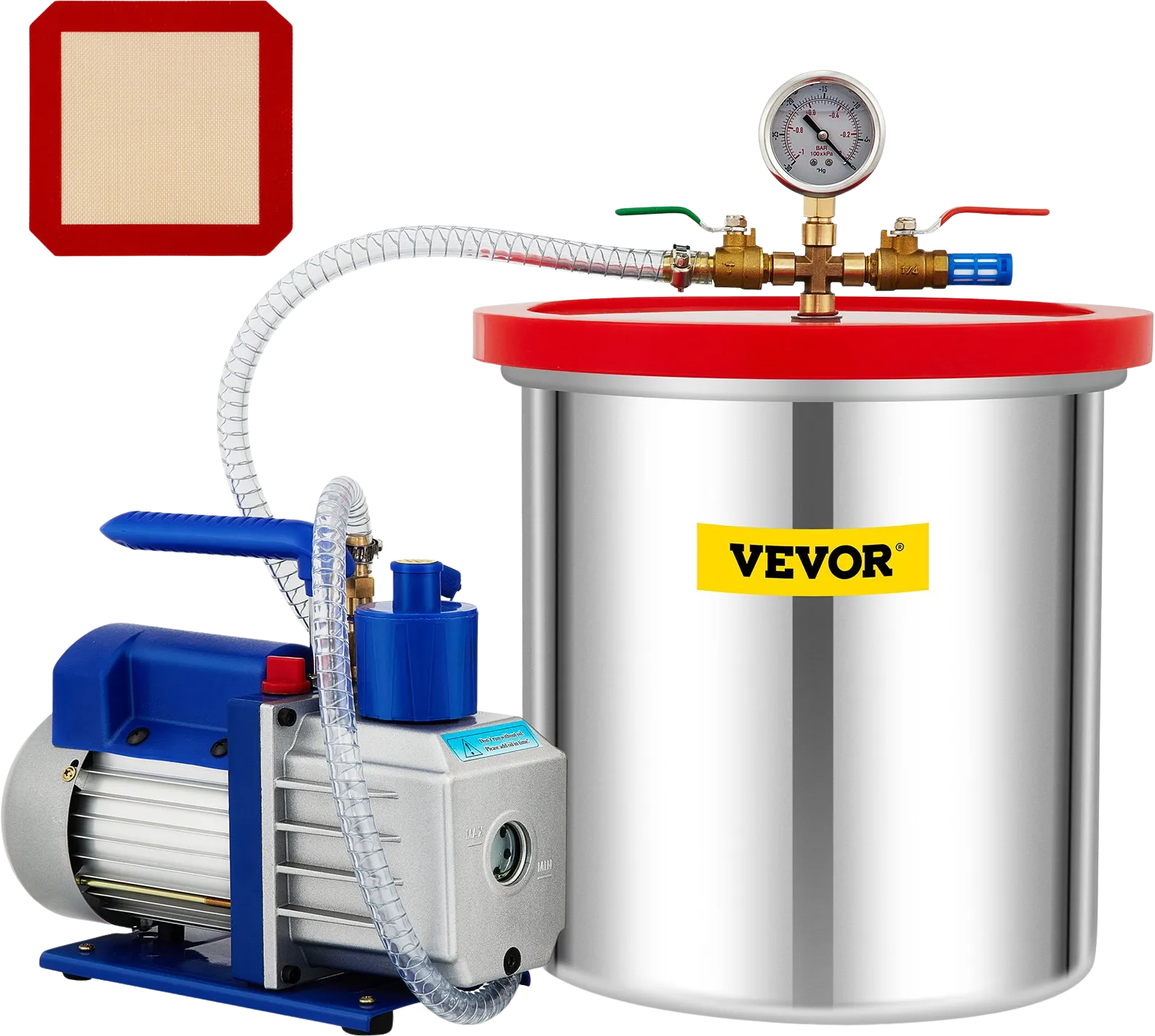 Vevor Vacuum Chamber with Pump 5 Gallon 5CFM 1/3HP Single Stage Rotary Pump New