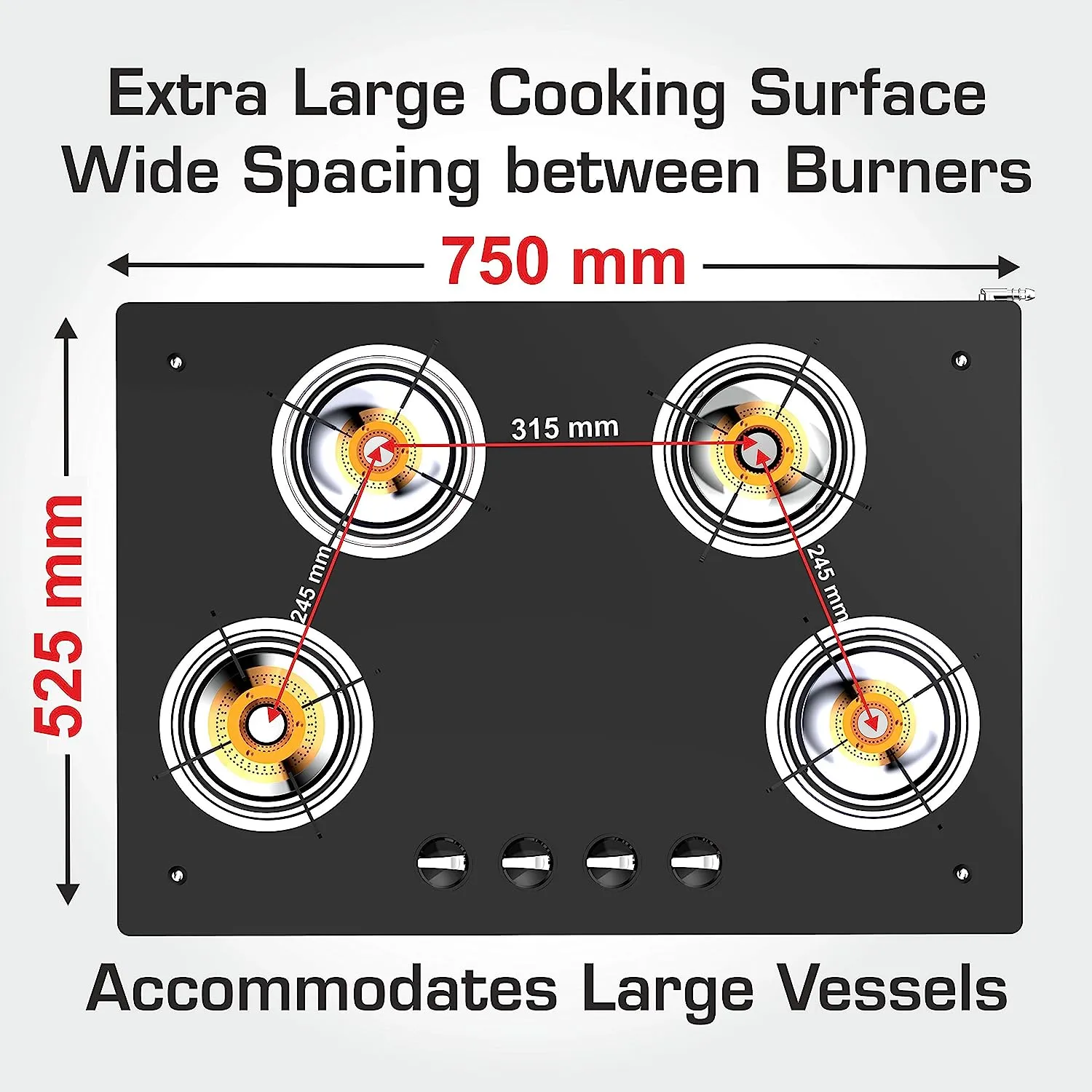 VIDIEM AIR SILVER 4 BURNER GAS STOVE