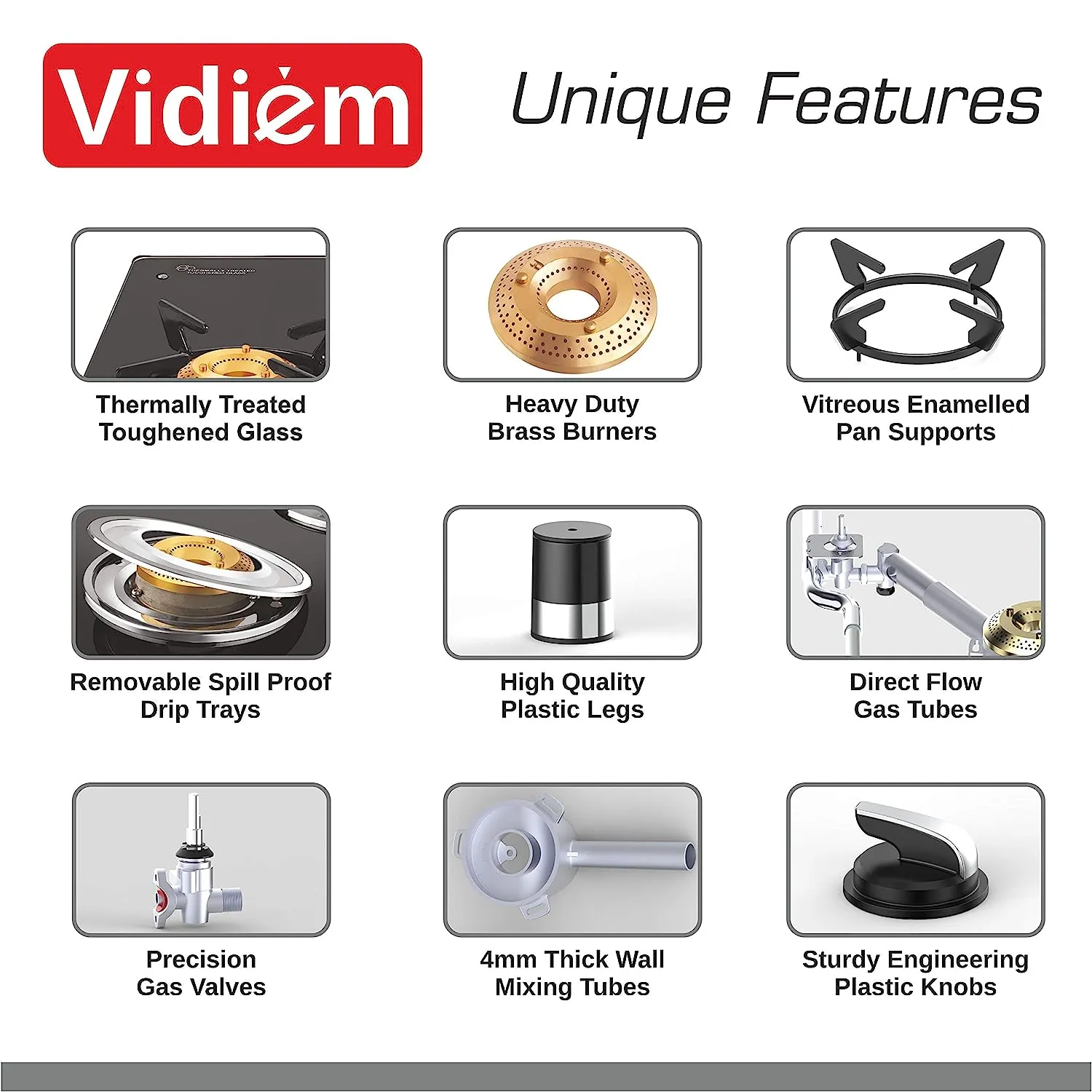 VIDIEM AIR SILVER 4 BURNER GAS STOVE