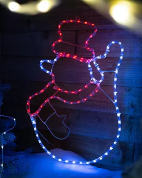 Waving Snowman Rope Light Silhouette, 51 cm