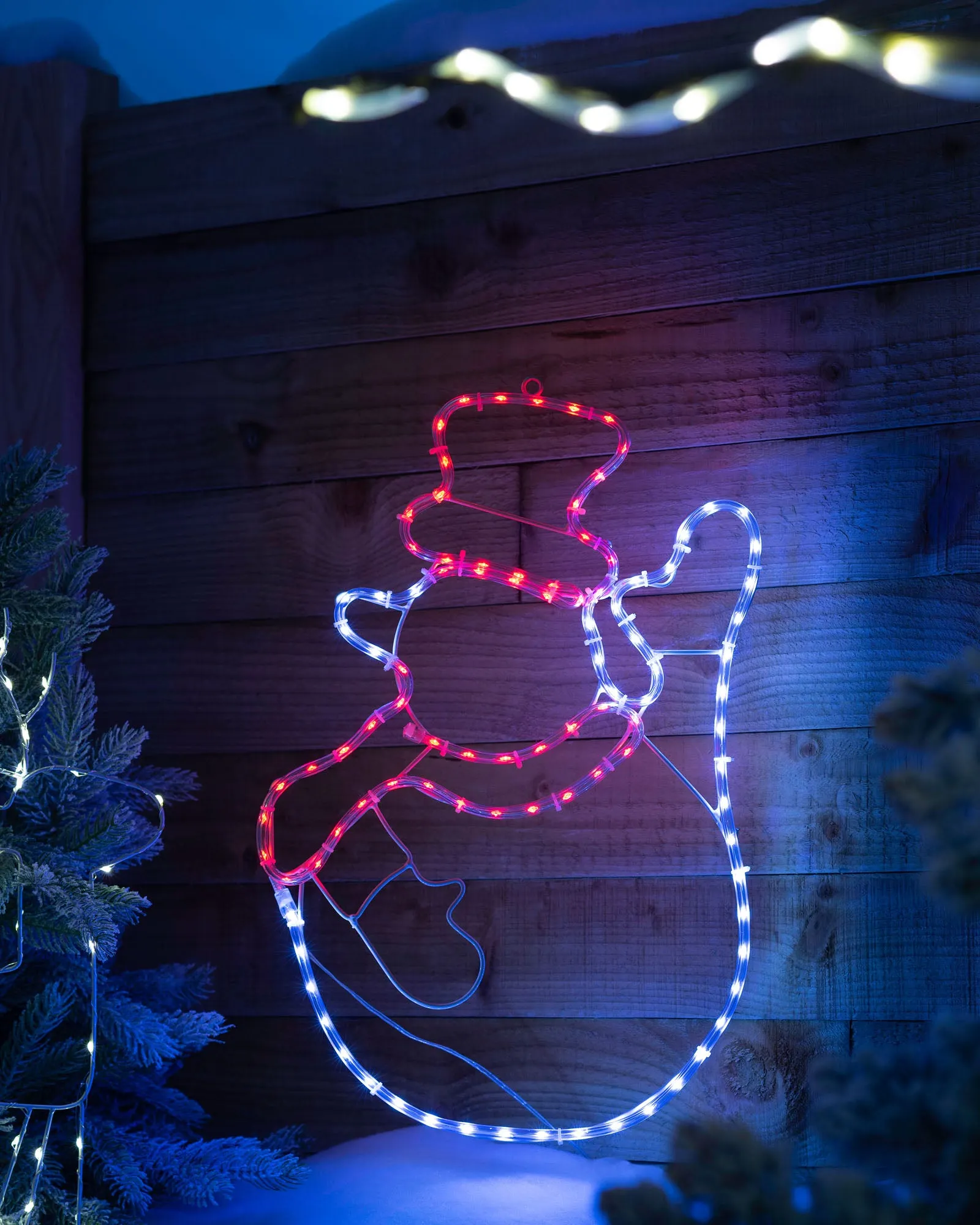 Waving Snowman Rope Light Silhouette, 51 cm