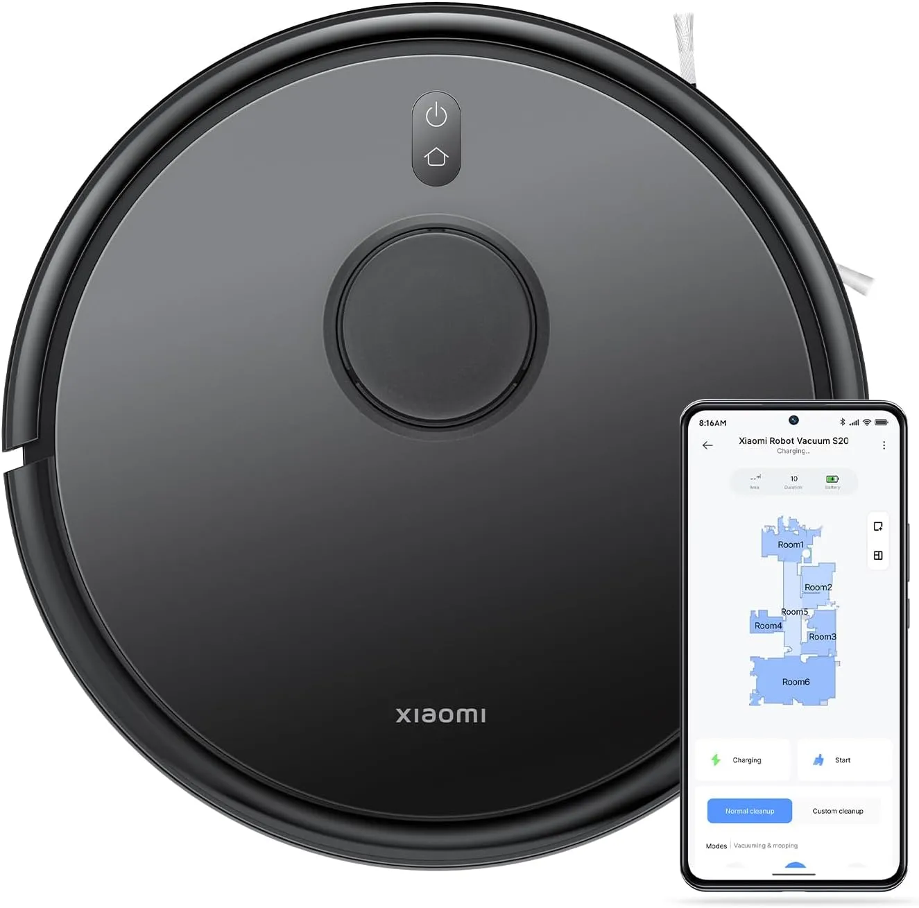 Xiaomi Robot Vacuum S20 Black, 2000 Watts, 3 Functions, 6000 Pa