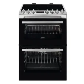 Zanussi 60cm Ceramic Electric Cooker - Black & Stainless Steel | ZCV69360XA