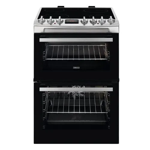 Zanussi 60cm Ceramic Electric Cooker - Black & Stainless Steel | ZCV69360XA